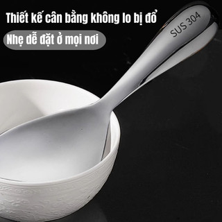 Muỗng Muôi Xơi Cơm Inox 304 Cao Cấp IKEA MaMa - Thìa Xới Cơm Thép Không Gỉ, Chống Dính, Kích Thước 20cm