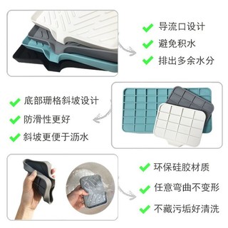 Đĩa xà phòng silicone tự thoát nước, khay không cần khoan, giá đỡ xà phòng silicone, đĩa xà phòng lưu trữ cho bồn rửa nhà bếp T1YA