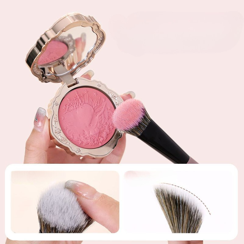 Bàn chải phấn má hồng chổi nhỏ - Bàn chải viền bề mặt dốc - Bàn chải trang điểm mặt bằng sợi mềm - dành cho phấn má hồng, Highlighter - Dụng cụ mỹ phẩm làm đẹp di động