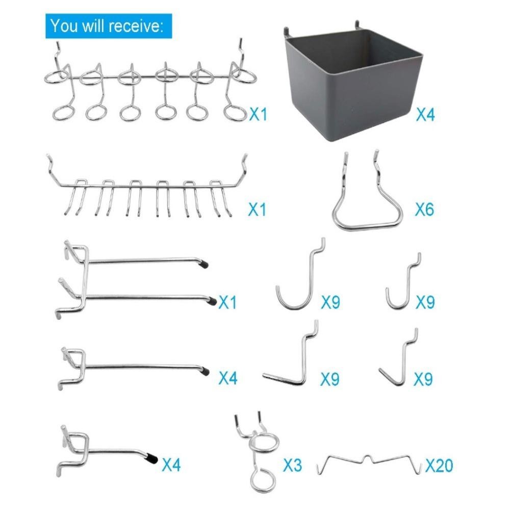 GIÁ RẺ 80 CÁI Móc Pegboard, Bộ lưu trữ các loại kim loại, Thùng đựng dụng cụ