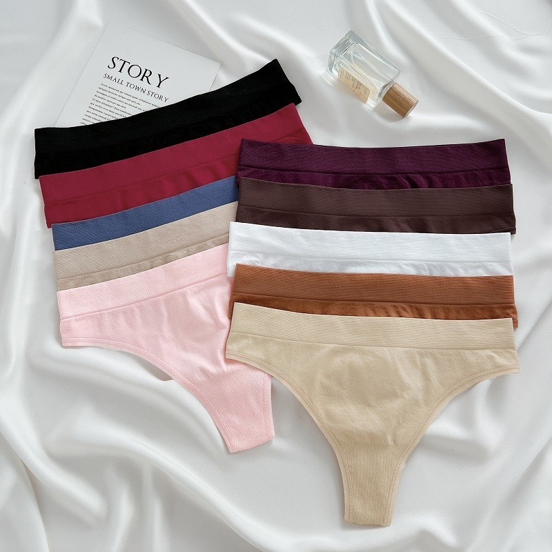 Ảnh Finetoo Quần lót Cotton nữ giữa eo Quần lót chữ G mềm màu trơn 4