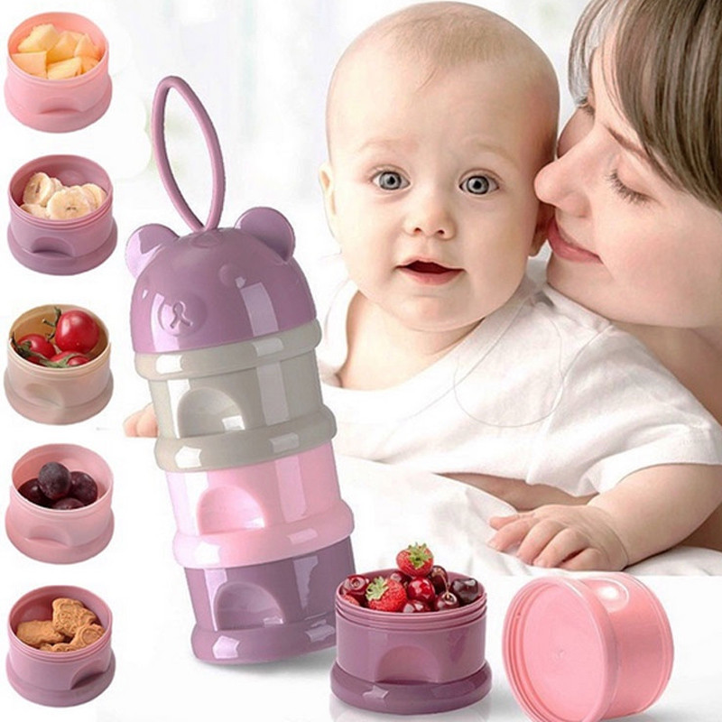 【SKISOPGO】Hộp Chia Sữa，Hộp sữa bột trẻ em di động，Nhiều ngăn riêng biệt，Dễ dàng vệ sinh và dễ mang theo