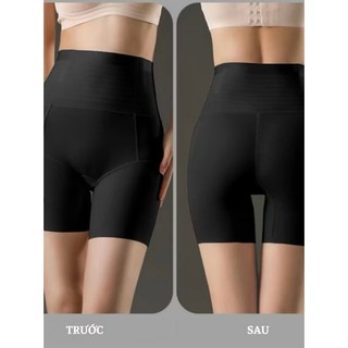 Quần Gen Bụng Cạp Cao Dáng Đùi Vải Su Lạnh Có 4 Nẹp Định Hình Eo thon gọn