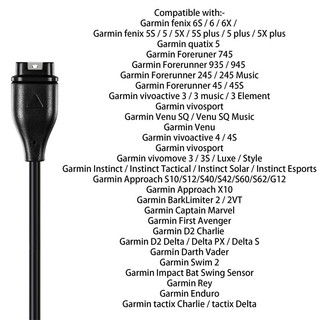 Loại C / Loại USB Garmin Sạc Đồng Hồ Thông Minh Cáp Sạc Cho Vivoactiv 3 4 5 6 / Venu 4 4s 3 3S Sq 2 / bản năng / 165 255 265 945 965 245 645 570 970