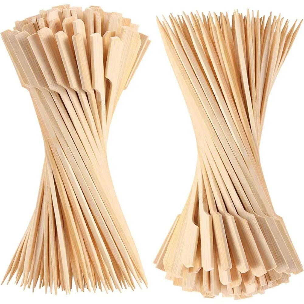 Wanyedi 100 Cái Xiên Thịt Nướng Gỗ, Tre Tự Nhiên Dùng Một Lần Que Tre, Tiệc Cắm Trại Kabob Cocktail BBQ Xiên Tre