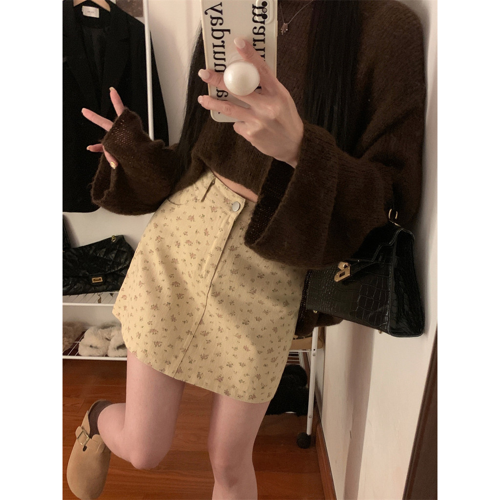 Suxi Vintage Hoa Mới Mini Skrit Phong Cách Hàn Quốc Thời Trang Cao Cấp Váy Ngắn Nữ 240308