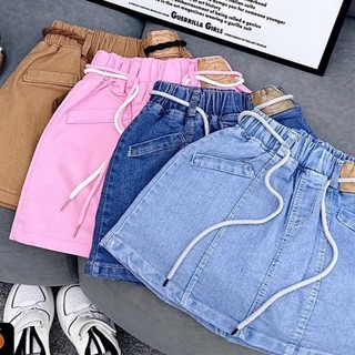 CV8- Chân váy jean bò bé gái kèm dây phù kiện - Size 8-20Kg