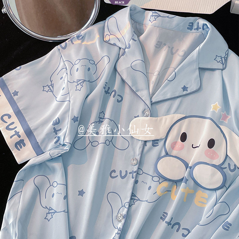 Mùa hè Mới Sanrio Cinnamoroll Bộ Đồ Ngủ Nữ Tay Ngắn Ins Phong Cách Hoạt Hình Nhật Bản Bộ Đồ Gia Đình Học Sinh Dễ Thương [BL]