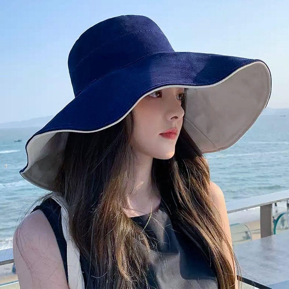[Vận chuyển nhanh] Mũ đi biển TỰ NHIÊN, Mũ xô chống tia cực tím vành lớn, Mũ Panama di động hai mặt có thể gập lại mùa xuân mùa hè dành cho nam giới