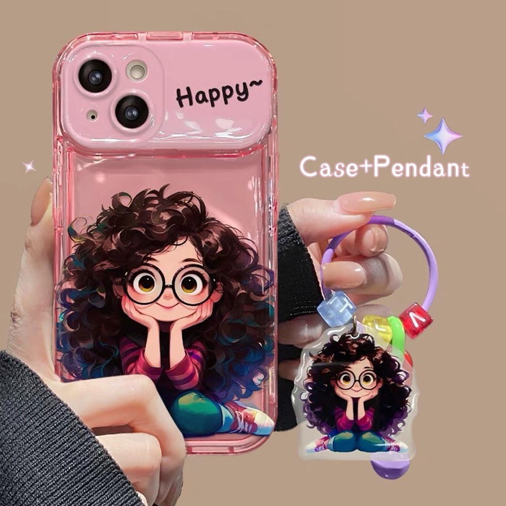 Ốp Điện Thoại Mặt Dây Chuyền Wave Girl + + Cho iPhone 17ProMax 16Plus 15 14 13 12 11 Bảo Vệ Toàn Diện Gương Lật Chống Sốc Gấp Giá Đỡ
