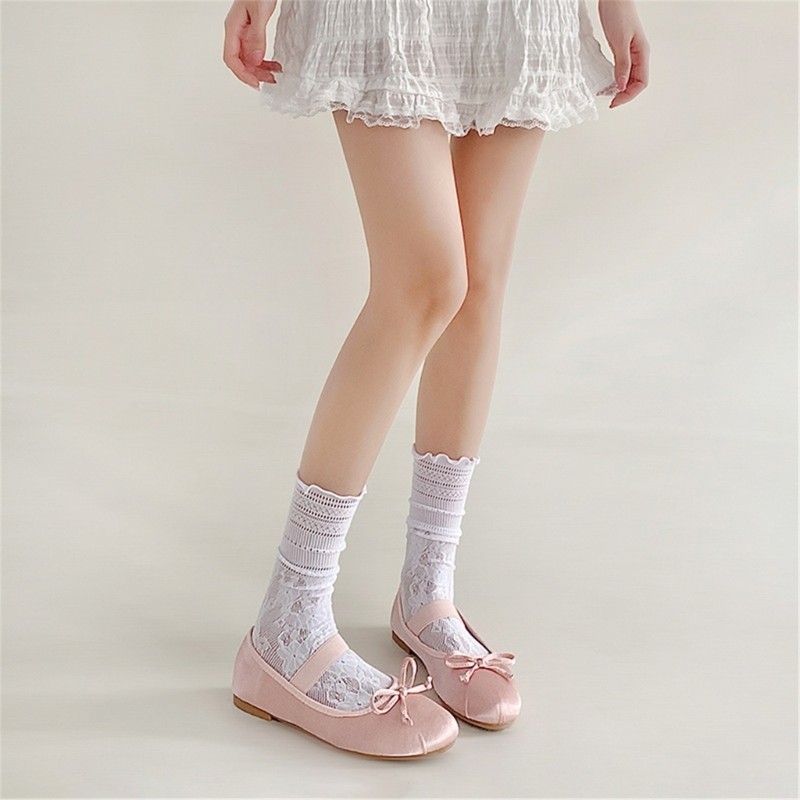 Woke Nữ Sheer Đến Mắt Cá Chân Tất Ngọt Ruffle Frilly Crew Tất Ngọt Ngào Sinh Viên Bé Gái Tất