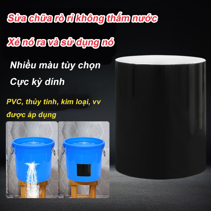PVC Băng Keo Chống Thấm，Băng Siêu Dính Chống Thấm,Ước Rò Dột Chịu Nhiệt Khổ Ống Nước Bạt Tôn Đường Rò Rỉ Flex Tape