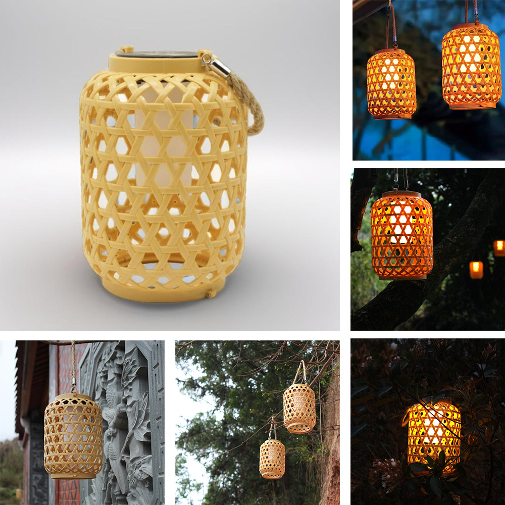 Đèn lồng mây giả HOBBYIN với đèn LED ấm áp - Trang trí ngoại thất cao cấp chống nước