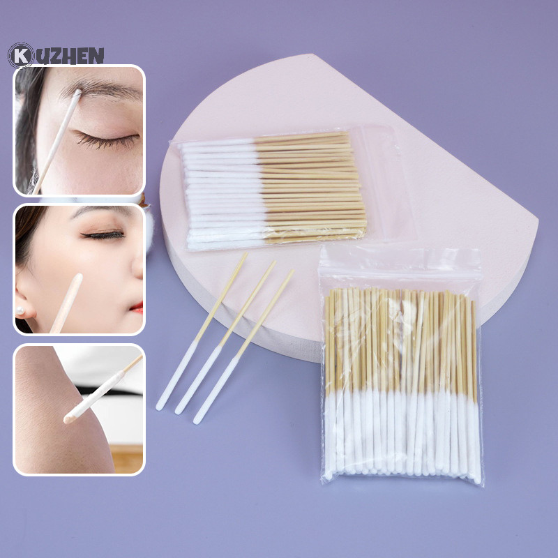 Kuzhen 30 Chiếc Túi Tre Cotton Stick Swabs Buds Với Đầu Cotton Dài Cho Lông Mày Môi Đường Chân Mày Hình Xăm Vĩnh Viễn Mỹ Phẩm Trang Điểm HOT