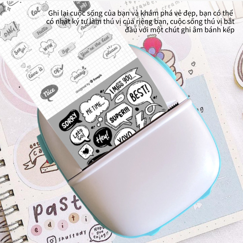 Máy In Nhiệt Mini Bluetooth - Dễ Sử Dụng, Thiết Kế Đáng Yêu, Hỗ Trợ Kết Nối Bluetooth, In Hóa Đơn, Tài Liệu, Ảnh