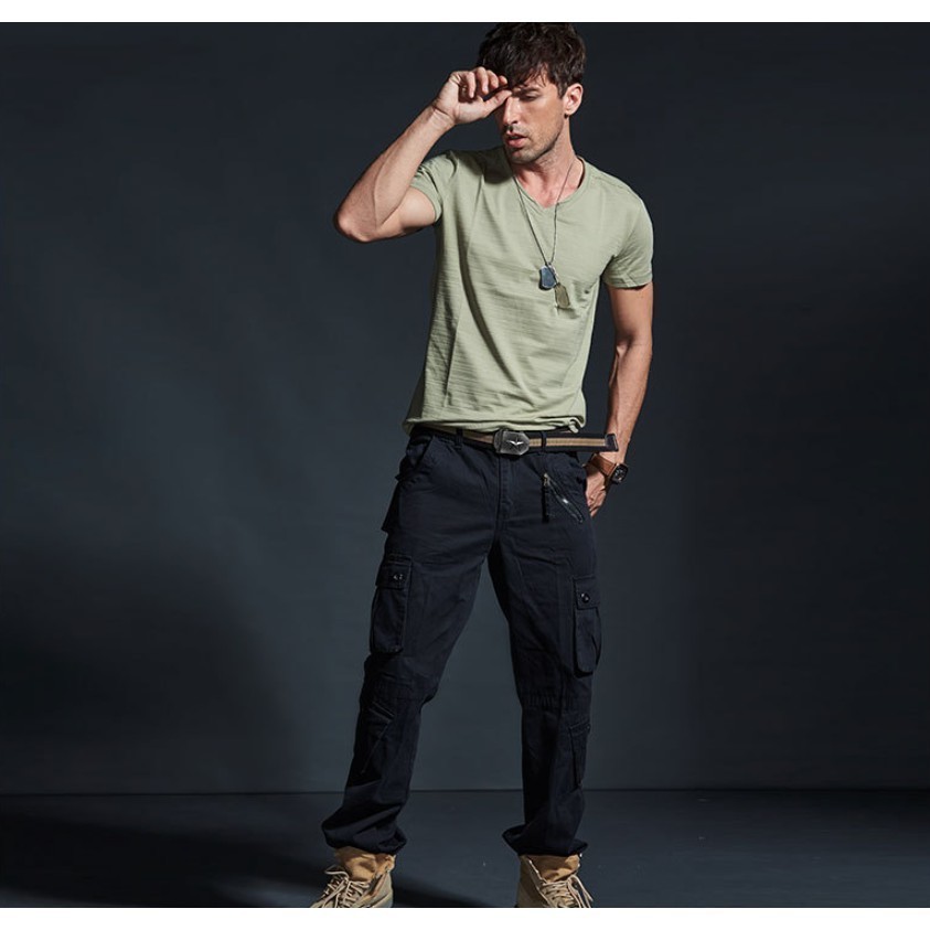 Quần túi hộp ống suông chiến thuật VANCENI_Military Combat Pants Straight