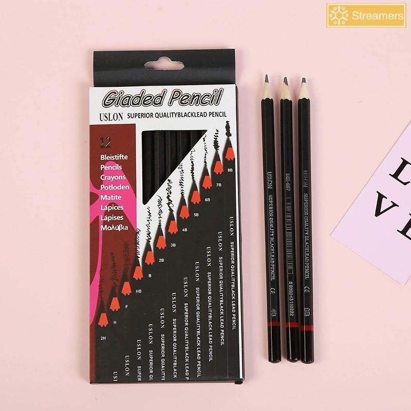 RUA 12 Cái / bộ Bút Chì Gỗ H-8B Vẽ Bút Chì Nghệ Thuật Viết Đồ Dùng Văn Phòng Phẩm Đồ Dùng Học Tập Quà Tặng Mới