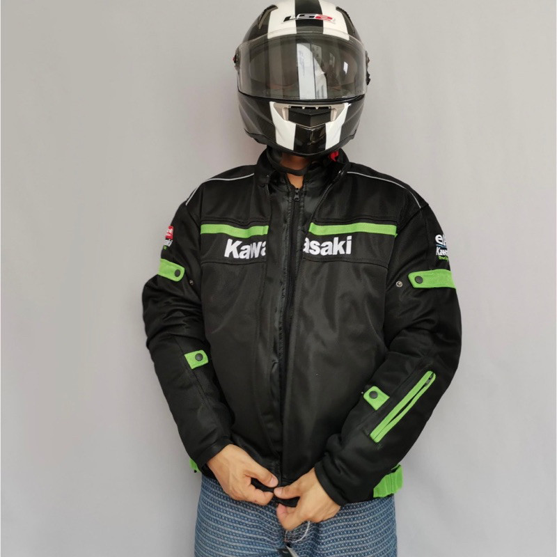 Áo khoác bảo hộ kawasaki_kèm bộ gù giáp bảo vệ _racing