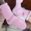 IAPPORTUNIA Vớ lông cừu chồn, Tất Cashmere siêu mềm hình mèo dễ thương, Màu trơn ấm áp mùa đông nhung san hô sang trọng tất nữ