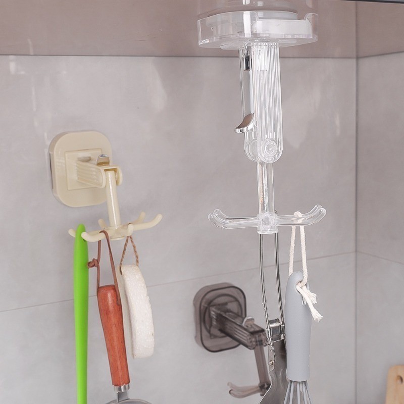 [Đặc sắc] Móc quay sáu móng tay cốc hút - Móc treo phòng tắm đục lỗ không lỗ - Kệ sắp xếp chống nước - Giá đựng đồ phòng tắm treo tường - Đồ dùng sắp xếp gia đình