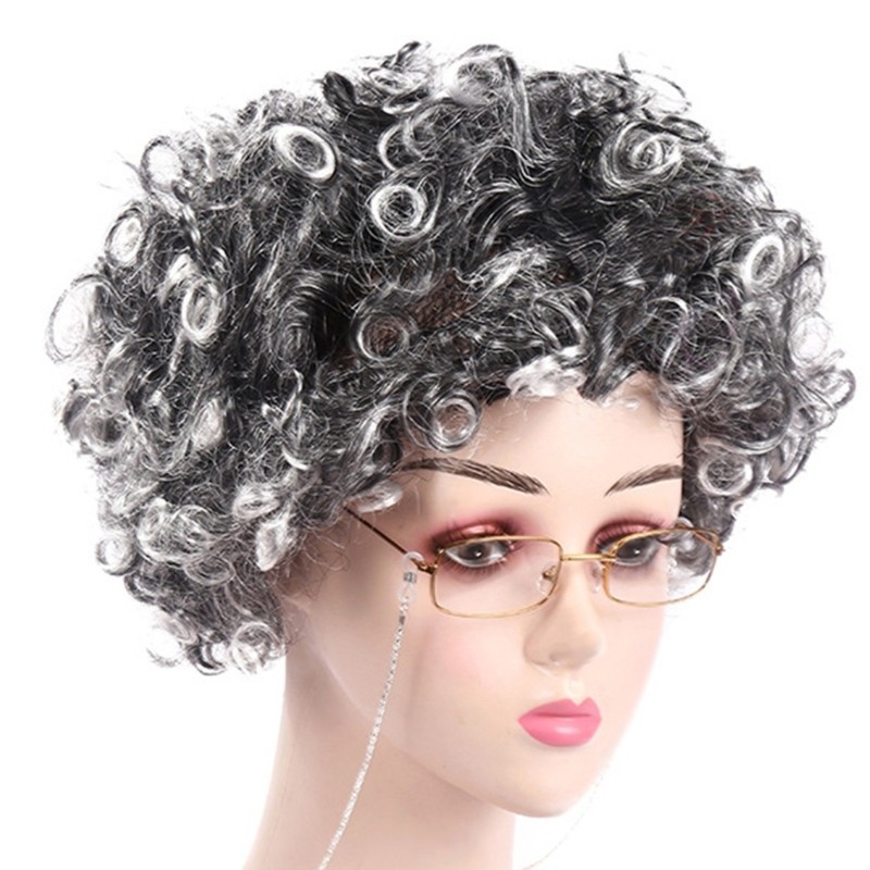 Flgo Bà Già Trang Phục Trẻ Em 100 Ngày Đi Học Bà Tóc Giả Cho Bé Gái Trang Phục Ông Già Hóa Trang Halloween Cosplay Tóc Giả Bà Già Wi