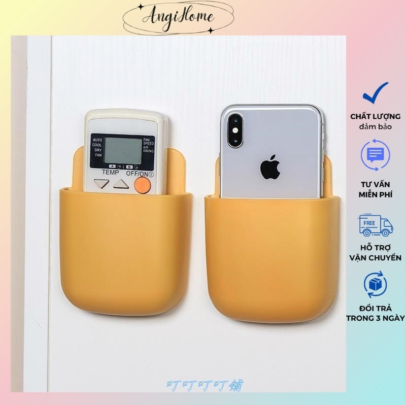 (Vuông)Hộp đựng remote,điện thoại có lỗ cắm sạc dán tường ANGIHOME