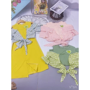 váy suông kiểu hàn quốc cực sang cho bé gái 15-25kg, váy cotton cho bé gái