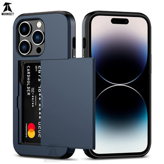 Dành Cho iphone 14 Pro Max / 14 Plus Ví Đựng Thẻ Khe Cắm ID Cửa Trượt Túi Ẩn Chống Trầy Xước Hai Lớp Bảo Vệ Vỏ Cứng TPU Ốp Lưng