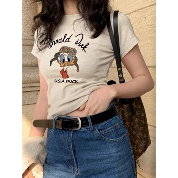 【100% cotton 】Áo baby tee Áo Thun ôm body Áo y2k Áo sơ mi croptop Áo Thun Nữ Phong Cách Mới Thiết Kế Mùa Hè Slim-fit Áo Thun Nữ Tay Ngắn