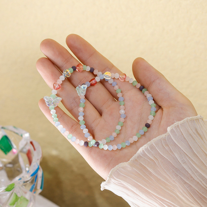 Hạt Pha Lê Bướm Nhiều Màu Sắc - Dây Co Giãn Vòng Tay Có Thể Điều Chỉnh Thời Trang - Dây Đeo Tay Cô Gái Ngọt Ngào Charm - Hàn Quốc Tính Khí Pha Lê Đính Hạt - Nữ Pulseira Trang Sức