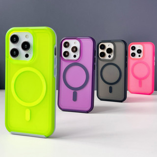 Ốp Lưng Chống Sốc Màu Kẹo Neon Cho Samsung S24 S23 PLUS ULTRA S25 Magentic Mờ Sạc Không Dây Vỏ Điện Thoại
