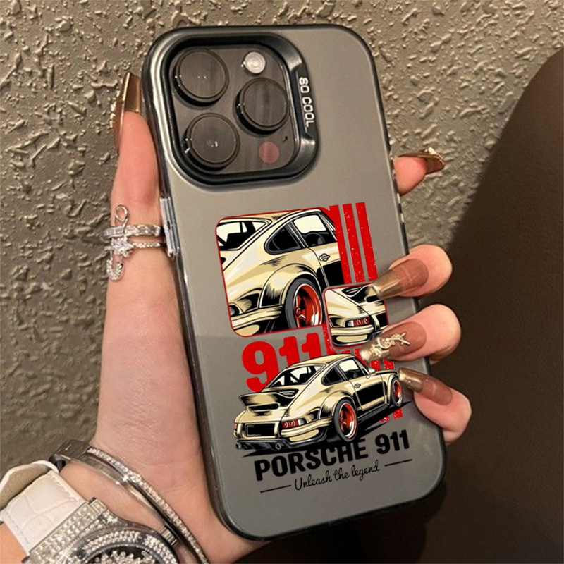 Dành Cho iPhone 11 16 15 Pro Max 14 11 12 13 15 Pro XR XS Max X 7 8 Plus SE2022 Siêu Xe Thể Thao Bạc IMD Kim Loại Cứng Chống Sốc