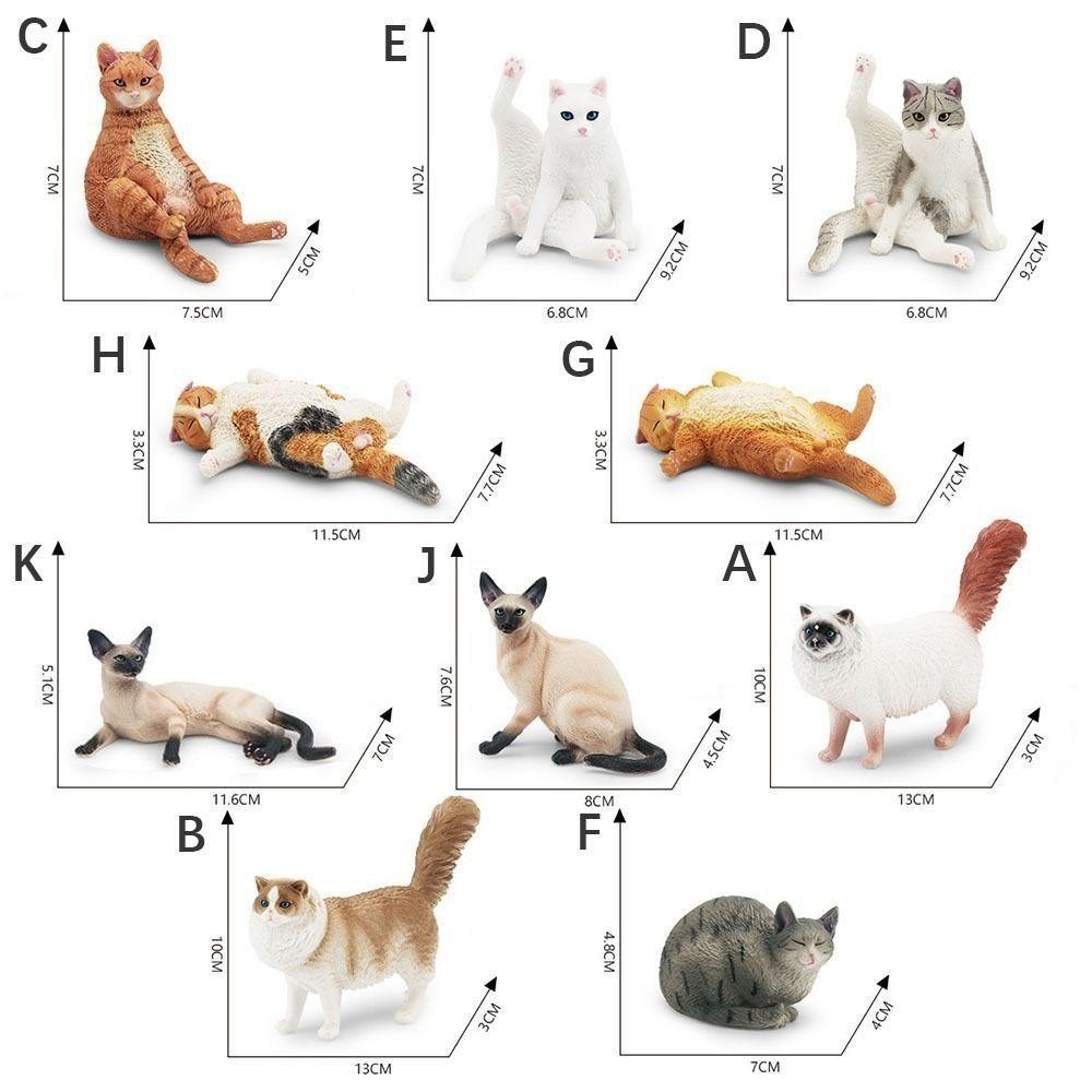 Mô Hình Mèo Xiêm Ragdoll Ba Tư Thật Sống Động, Tượng Nhỏ PVC Dễ Thương Trang Trí Xe Hơi