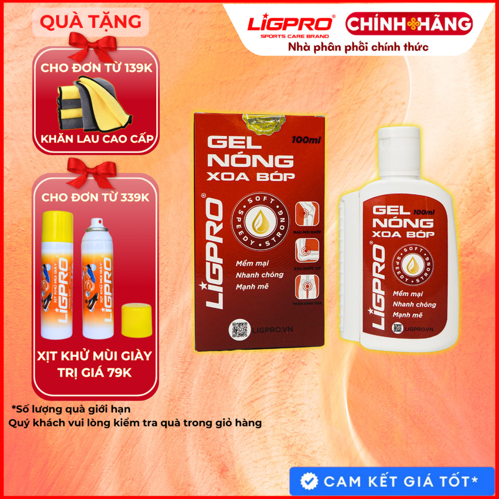 Gel nóng xoa bóp LIGPRO 100ml Dầu xoa bóp thảo dược thiên nhiên Thiết kế con lăn massasge thethaochinhhang
