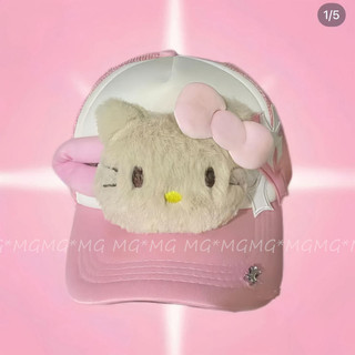 Mũ bóng chày HelloKitty bằng da nâu y2k Hot Girl Hat Nữ