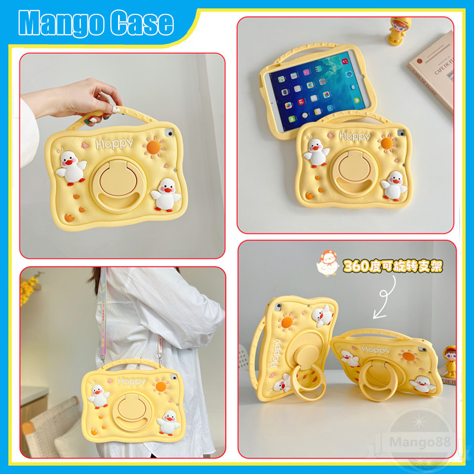Ốp Lưng Cho iPad 11th (A16) 2025 iPad Air 11 "2025 M3 / 2024 M2 Dây Đeo Xoay 360 Độ Keo Mềm Vỏ Vịt Vàng