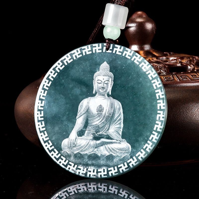Ngọc Tự Nhiên Tathagata Phật Vòng Cổ Đá Ngọc Bùa Hộ Mệnh Hòa Bình Mặt Dây Chuyền Nam Nữ Trang Sức Mặt Dây Chuyền