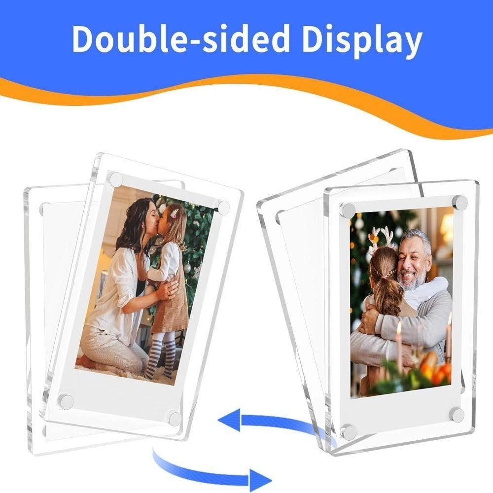 DONOVANQQ 5 Khung Ảnh Tủ Lạnh, Khung Hiển Thị Thẻ Acrylic DIY, Thiết Kế Thanh Lịch Hai Mặt Sử Dụng Rộng Rãi Khung Ảnh Tủ Lạnh Nhẹ Trang Trí Nhà
