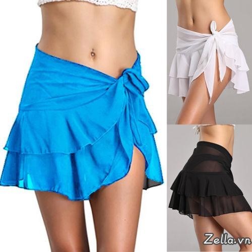 Phụ Nữ Đi Biển Váy Voan Che Phủ Bikini Váy Màu Trơn Băng Sarong Đồ Bơi Cho Kỳ Nghỉ Hè