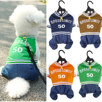 Thú Cưng Tổng Thể Quần Áo Cho Chó Mèo Thời Trang Demin Áo liền quần Áo Chó Cho Shih Tzu Áo Bóng Chày Phong Cách Thể Thao Chó Con Áo liền quần