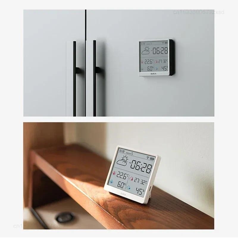 Duka TH3 Cảm biến độ ẩm nhiệt độ điện tử Wifi Điện thông minh Máy đo độ ẩm kỹ thuật số Nhiệt kế Đồng hồ Trạm thời tiết Trang chủ