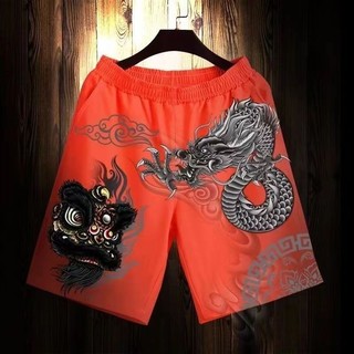 Phong Cách Trung Quốc Thời Trang Quốc Gia Sư Tử Rồng Quần Short In Hình Mùa Hè Slim-Fit Crop Quần Thể Thao Thường Ngày Quà Tặng