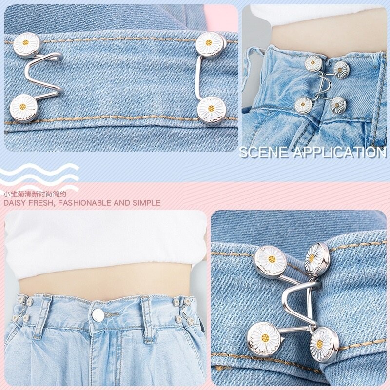 Thắt lưng không cần móng tay Quần jean có thể tháo rời Eo có thể thu vào Điều chỉnh lớn và nhỏ Nút kim loại Nút thắt lưng Phụ kiện quần áo thời trang