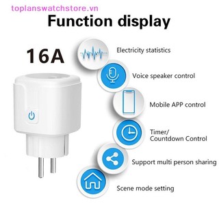 Toplanswatchstore Ổ cắm WiFi thông minh EU 16A / 20A Có chức năng hẹn giờ màn hình nguồn Tuya Điều khiển ứng dụng cuộc sống thông minh Hoạt động với Alexa Home VN
