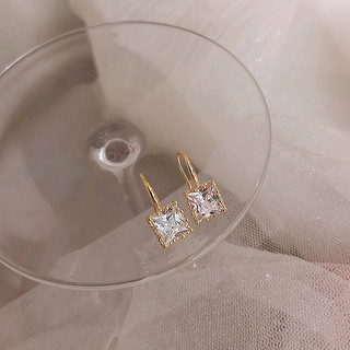 Bông tai nữ Zircon vuông nhỏ 2025 Bông tai đường vuông mới Nơi làm việc thời trang duyên dáng
