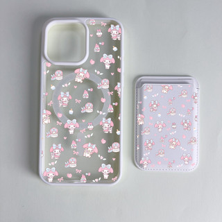 Ốp Ví Họa Tiết Giai Điệu Màu Hồng Cho iPhone 11pro 12 13promax 15pro 15promax 14 14promax 14pro 16 pro max 16 plus Ốp điện thoại Ví