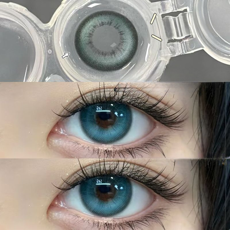 1 cặp (2 chiếc) Ống kính tiếp xúc Black Blue DIA:14.0mm/14.2mm/14.5mm Độ cận thị (0 ~ -6.00) Sử dụng: Ống kính 12 tháng 10