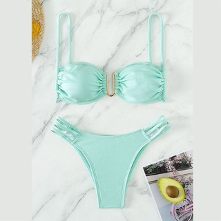 Ez Nữ Spaghetti Dây Bikini Thoải Mái Ngực Nhỏ Tập Hợp Đi Biển