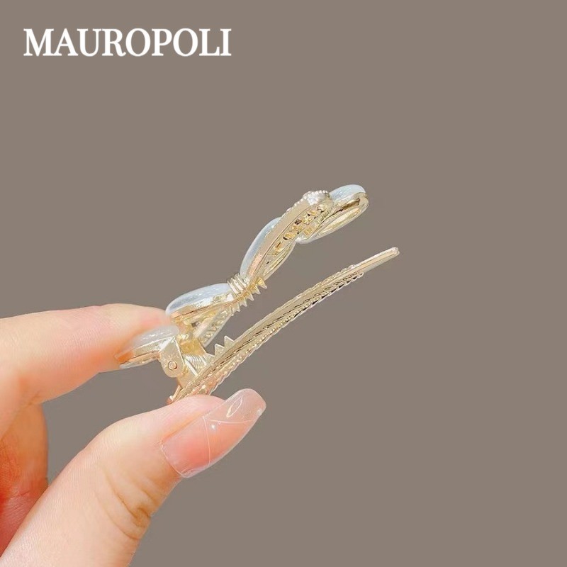 Mauropoli Kẹp tóc nữ phong cách mới, kẹp mỏ vịt đính opal và kim cương giả, kẹp bên