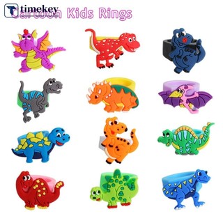 Timekey 5 Chiếc Hoạt Hình Dễ Thương Khủng Long Trẻ Em Nhẫn Kawaii Trẻ Em Bé Trai PVC Nhẫn Trẻ Em Trang Sức Lễ Hội Quà Tặng A2C9